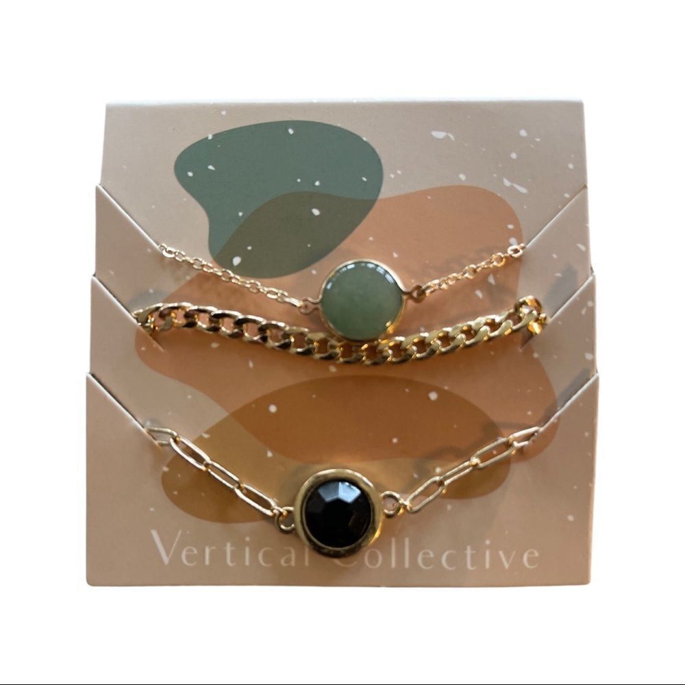 Vertical Collective Alora 3 Chain Bracelet Layering Set New in Box
